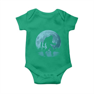 Funny Bigfoot Fishing Night Stroll Full Moon Baby Onesie TS11 Irish Green Print Your Wear
