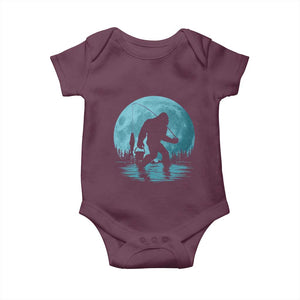 Funny Bigfoot Fishing Night Stroll Full Moon Baby Onesie TS11 Maroon Print Your Wear