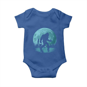 Funny Bigfoot Fishing Night Stroll Full Moon Baby Onesie TS11 Royal Blue Print Your Wear
