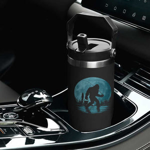 Funny Bigfoot Fishing Night Stroll Full Moon Flip Straw Tumbler TS11 Print Your Wear