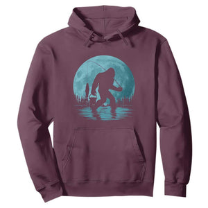 Funny Bigfoot Fishing Night Stroll Full Moon Hoodie TS11 Maroon Print Your Wear