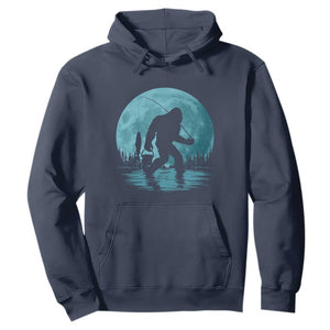 Funny Bigfoot Fishing Night Stroll Full Moon Hoodie TS11 Navy Print Your Wear