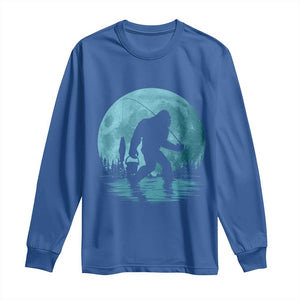 Funny Bigfoot Fishing Night Stroll Full Moon Long Sleeve Shirt TS11 Royal Blue Print Your Wear