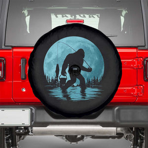 Funny Bigfoot Fishing Night Stroll Full Moon Spare Tire Cover TS11 Black Print Your Wear