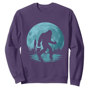 Funny Bigfoot Fishing Night Stroll Full Moon Sweatshirt TS11 Purple Print Your Wear