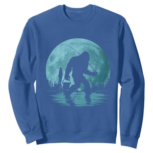 Funny Bigfoot Fishing Night Stroll Full Moon Sweatshirt TS11 Royal Blue Print Your Wear