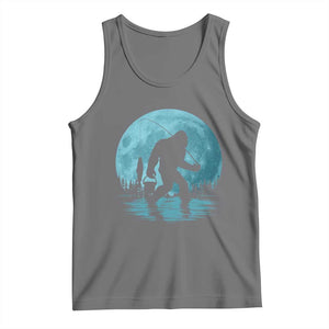 Funny Bigfoot Fishing Night Stroll Full Moon Tank Top TS11 Black Heather Print Your Wear