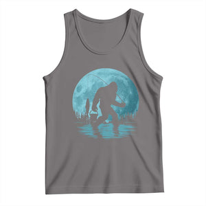 Funny Bigfoot Fishing Night Stroll Full Moon Tank Top TS11 Deep Heather Print Your Wear