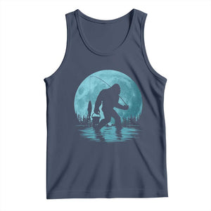 Funny Bigfoot Fishing Night Stroll Full Moon Tank Top TS11 Navy Print Your Wear