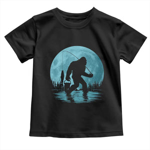 Funny Bigfoot Fishing Night Stroll Full Moon Toddler T Shirt TS11 Black Print Your Wear