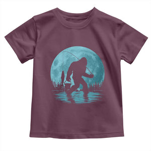 Funny Bigfoot Fishing Night Stroll Full Moon Toddler T Shirt TS11 Maroon Print Your Wear