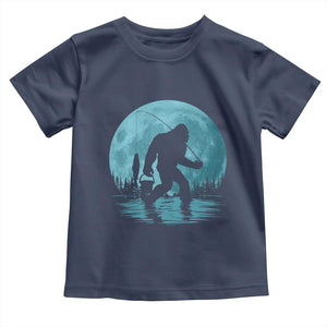 Funny Bigfoot Fishing Night Stroll Full Moon Toddler T Shirt TS11 Navy Print Your Wear