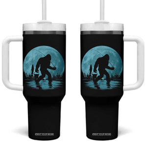 Funny Bigfoot Fishing Night Stroll Full Moon Tumbler With Handle TS11 One Size: 40 oz Black Print Your Wear