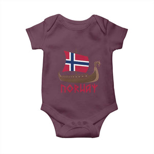 Boat Norwegian Flag Norway Viking Ship Norway Baby Onesie TS11 Maroon Print Your Wear