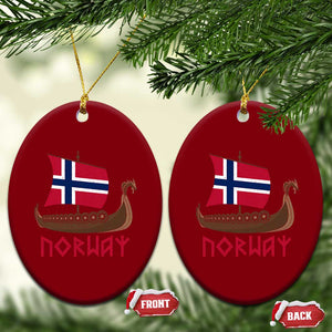 Boat Norwegian Flag Norway Viking Ship Norway Ceramic Ornament TS11 Print Your Wear