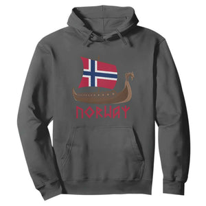 Boat Norwegian Flag Norway Viking Ship Norway Hoodie TS11 Dark Heather Print Your Wear