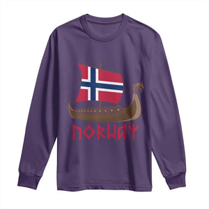 Boat Norwegian Flag Norway Viking Ship Norway Long Sleeve Shirt TS11 Purple Print Your Wear