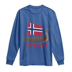 Boat Norwegian Flag Norway Viking Ship Norway Long Sleeve Shirt TS11 Royal Blue Print Your Wear
