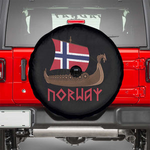 Boat Norwegian Flag Norway Viking Ship Norway Spare Tire Cover TS11 Black Print Your Wear