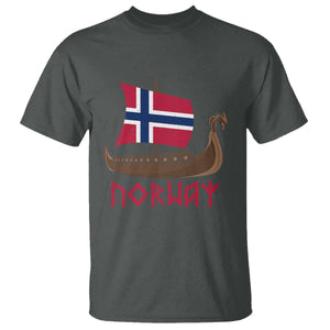 Boat Norwegian Flag Norway Viking Ship Norway T Shirt TS11 Dark Heather Print Your Wear