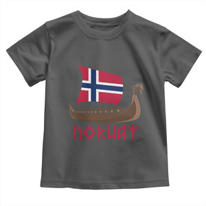 Boat Norwegian Flag Norway Viking Ship Norway Toddler T Shirt TS11 Dark Heather Print Your Wear