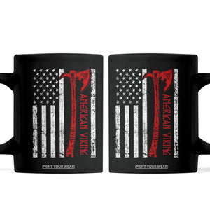 American Viking Coffee Mug Norse Mythology Axe USA Flag TS11 Black Print Your Wear