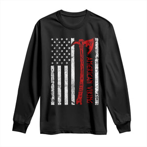 American Viking Long Sleeve Shirt Norse Mythology Axe USA Flag TS11 Black Print Your Wear