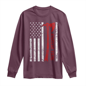 American Viking Long Sleeve Shirt Norse Mythology Axe USA Flag TS11 Maroon Print Your Wear