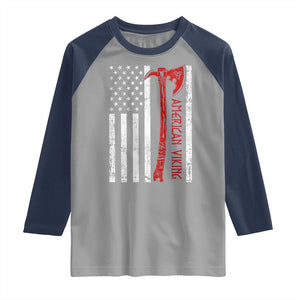 American Viking Raglan Shirt Norse Mythology Axe USA Flag TS11 Sport Gray Navy Print Your Wear
