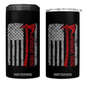 American Viking 4 in 1 Can Cooler Tumbler Norse Mythology Axe Celtic Knot USA Flag TS11 One Size: 16 oz Black Print Your Wear