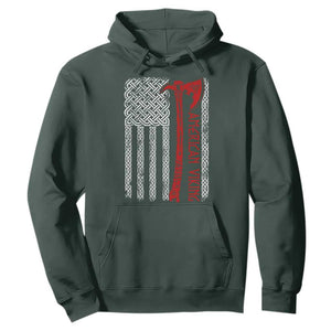 American Viking Hoodie Norse Mythology Axe Celtic Knot USA Flag TS11 Dark Forest Green Print Your Wear
