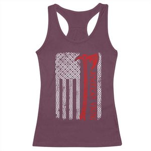 American Viking Racerback Tank Top Norse Mythology Axe Celtic Knot USA Flag TS11 Maroon Print Your Wear