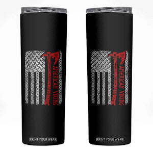 American Viking Skinny Tumbler Norse Mythology Axe Celtic Knot USA Flag TS11 Black Print Your Wear
