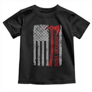 American Viking Toddler T Shirt Norse Mythology Axe Celtic Knot USA Flag TS11 Black Print Your Wear