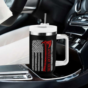 American Viking Tumbler With Handle Norse Mythology Axe Celtic Knot USA Flag TS11 Print Your Wear