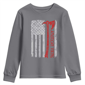 American Viking Youth Sweatshirt Norse Mythology Axe Celtic Knot USA Flag TS11 Charcoal Print Your Wear