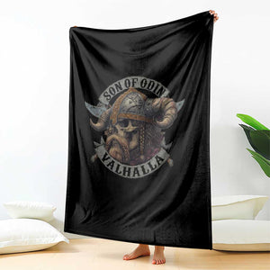 Son Of Odin Valhalla Throw Blanket Nordic Norse Viking Warrior Skull TS11 Print Your Wear