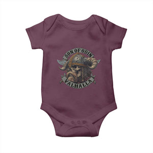 Son Of Odin Valhalla Baby Onesie Nordic Norse Viking Warrior Skull TS11 Maroon Print Your Wear