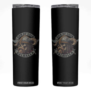 Son Of Odin Valhalla Skinny Tumbler Nordic Norse Viking Warrior Skull TS11 Black Print Your Wear