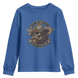 Son Of Odin Valhalla Youth Sweatshirt Nordic Norse Viking Warrior Skull TS11 Royal Blue Print Your Wear