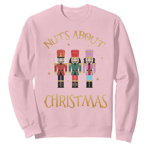Funny Xmas Nutcracker Sweatshirt Nuts About Christmas Snowflake TS11 Light Pink Print Your Wear
