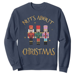 Funny Xmas Nutcracker Sweatshirt Nuts About Christmas Snowflake TS11 Navy Print Your Wear