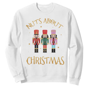 Funny Xmas Nutcracker Sweatshirt Nuts About Christmas Snowflake TS11 White Print Your Wear