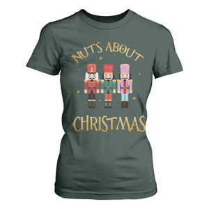 Funny Xmas Nutcracker T Shirt For Women Nuts About Christmas Snowflake TS11 Dark Forest Green Print Your Wear