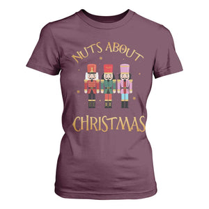 Funny Xmas Nutcracker T Shirt For Women Nuts About Christmas Snowflake TS11 Maroon Print Your Wear