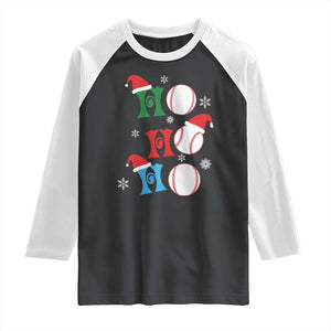 Funny Christmas Baseball Raglan Shirt Triple Ho Sport Santa Hat TS11 Black White Print Your Wear