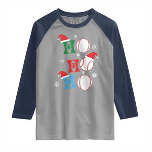 Funny Christmas Baseball Raglan Shirt Triple Ho Sport Santa Hat TS11 Sport Gray Navy Print Your Wear