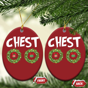 Funny Xmas Couple Christmas Ornament Chest Nuts Bauble Xmas Wreath TS11 Oval Red Print Your Wear