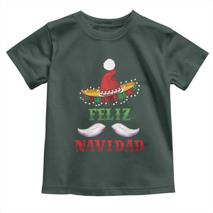 Funny Christmas In Mexico Baby Shirt Feliz Navidad Sombrero Santa Hat TS11 Dark Forest Green Print Your Wear