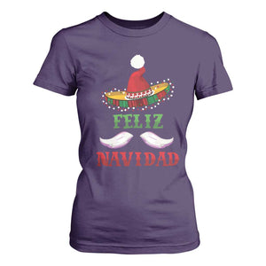 Funny Christmas In Mexico T Shirt For Women Feliz Navidad Sombrero Santa Hat TS11 Purple Print Your Wear